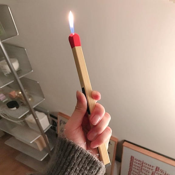 Match Shaped Butane Igniter, Refillable Tank, Adjustable Fire, Extended Handle, For Candle, Grill, Fireplace and Kitchen Use