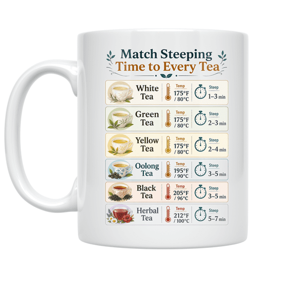 Match Steeping Time to Every Tea - Tea Enthusiast - 11 oz Ceramic Mug