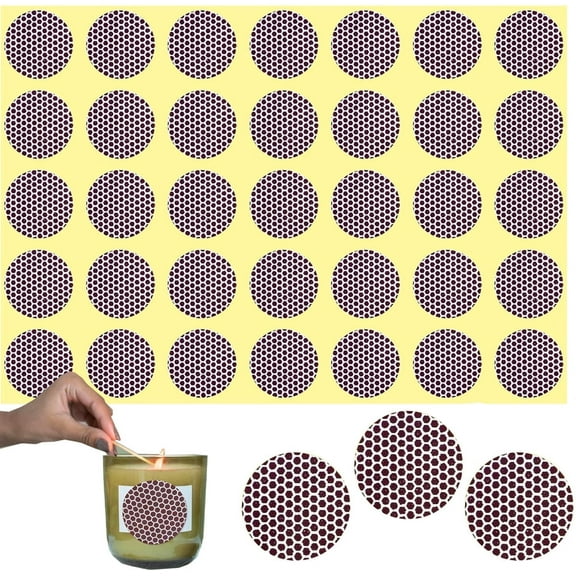 Match Striker Paper with Adhesive,Happon 4 Sheets 1 inch Circle Brown Honeycomb Striker Paper, Adhesive Backed Striker Paper for Match Holder (112 Pcs, Brown Honeycomb)