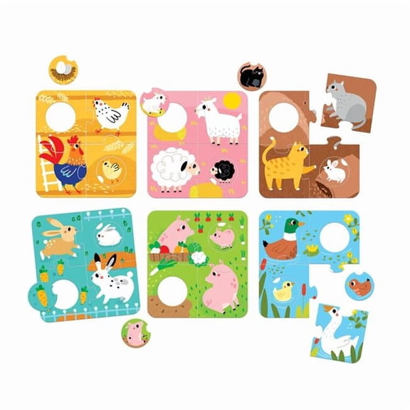 Match The Farm Animals Puzzles, Multi Color - 6 per Set