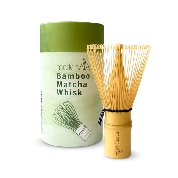 MatchAiA Matcha Whisk - Bamboo Whisk for Matcha Powder, Handcrafted Organic Traditional Japanese Chasen, 100-Prong Matcha Stirrer Wisk Mixer Brush for Authentic Tea Preparation