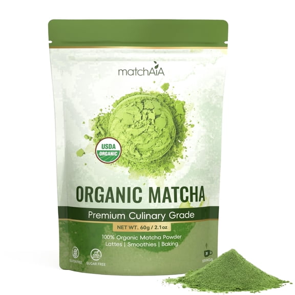 MatchAiA Organic Matcha Green Tea Powder, Premium Culinary Grade 2.1oz/60g