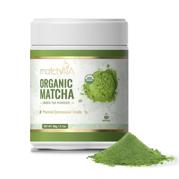 MatchAiA Organic Matcha Green Tea Powder, Premium Ceremonial Grade 2.1oz/ 60g