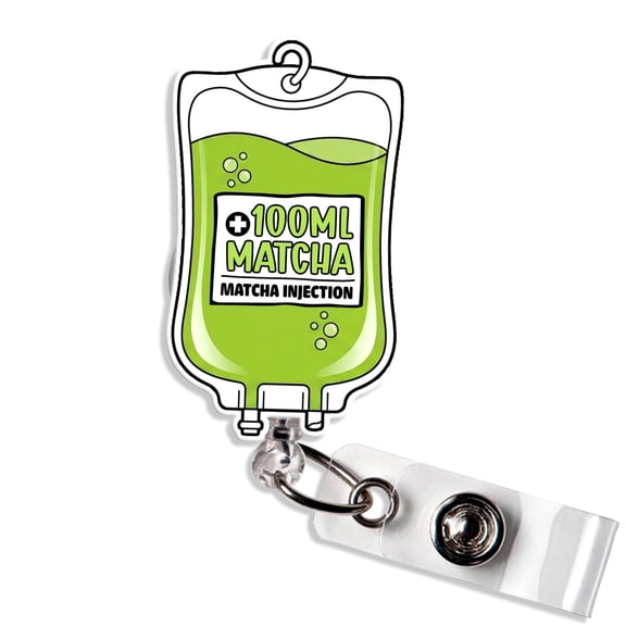 Matcha Bag Badge Reel, Retractable ID Holder, Work Badge Clip, Coworker and Teacher Gift