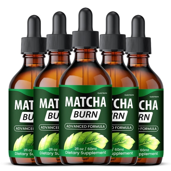 MatchaBurn Drops Liquid Supplement, Official MatchaBurn Premium Ingredients, All Natural Formula, 60 mL per Bottle (5 Pack)