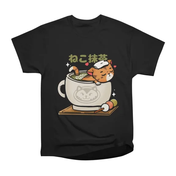 Matcha Cat Onsen T-Shirt Tee Gift For Him Merch For Her Apparel For Friend