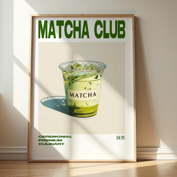 Matcha Club Polaroid Kitchen Matcha Latte Design Wall Decor Unframed Paper Print