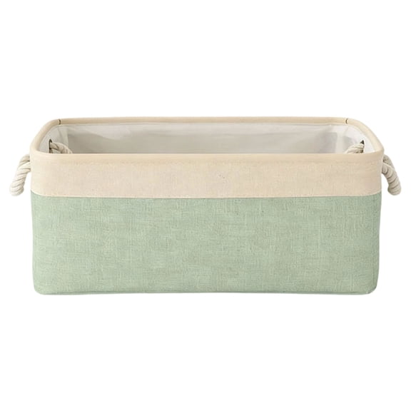 Matcha Color Dual-Tone Storage Basket 31X21X13cm, Foldable Fabric Organizer Bin for Home Closet Sundries