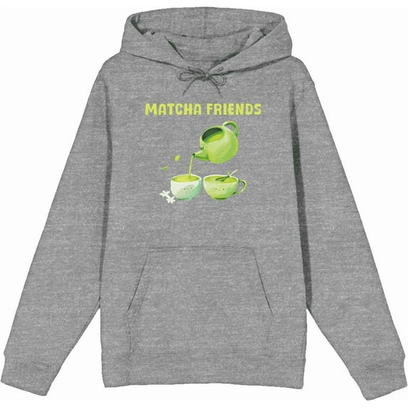 Matcha Friends Matcha Tea Adult Heather Gray Long Sleeve Hoodie-3XL
