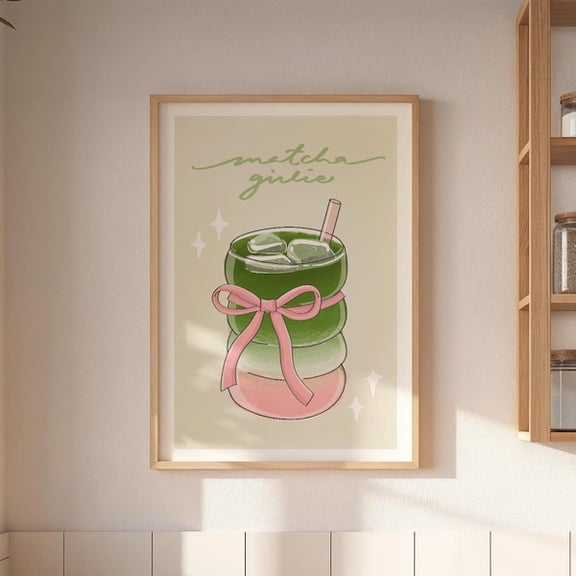 Matcha Girlie Art, Latte Lover, Ceremonial Matcha Mornings, Wall Art, Green Tea, Aesthetic Kitchen Corner, Trendy Poster,- Wall Art Print, 8x12 UNFRAMED