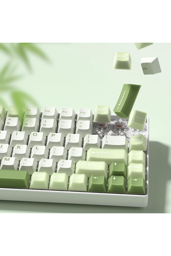 Matcha Green Keycaps PBT, Jelly Keycaps 60 75 100 Percent, Translucent Jade Key caps Custom 127 Keys, Cherry Profile for 61/68/84/87/98/100 Cherry Gateron MX Mechanical Gaming Keyboards