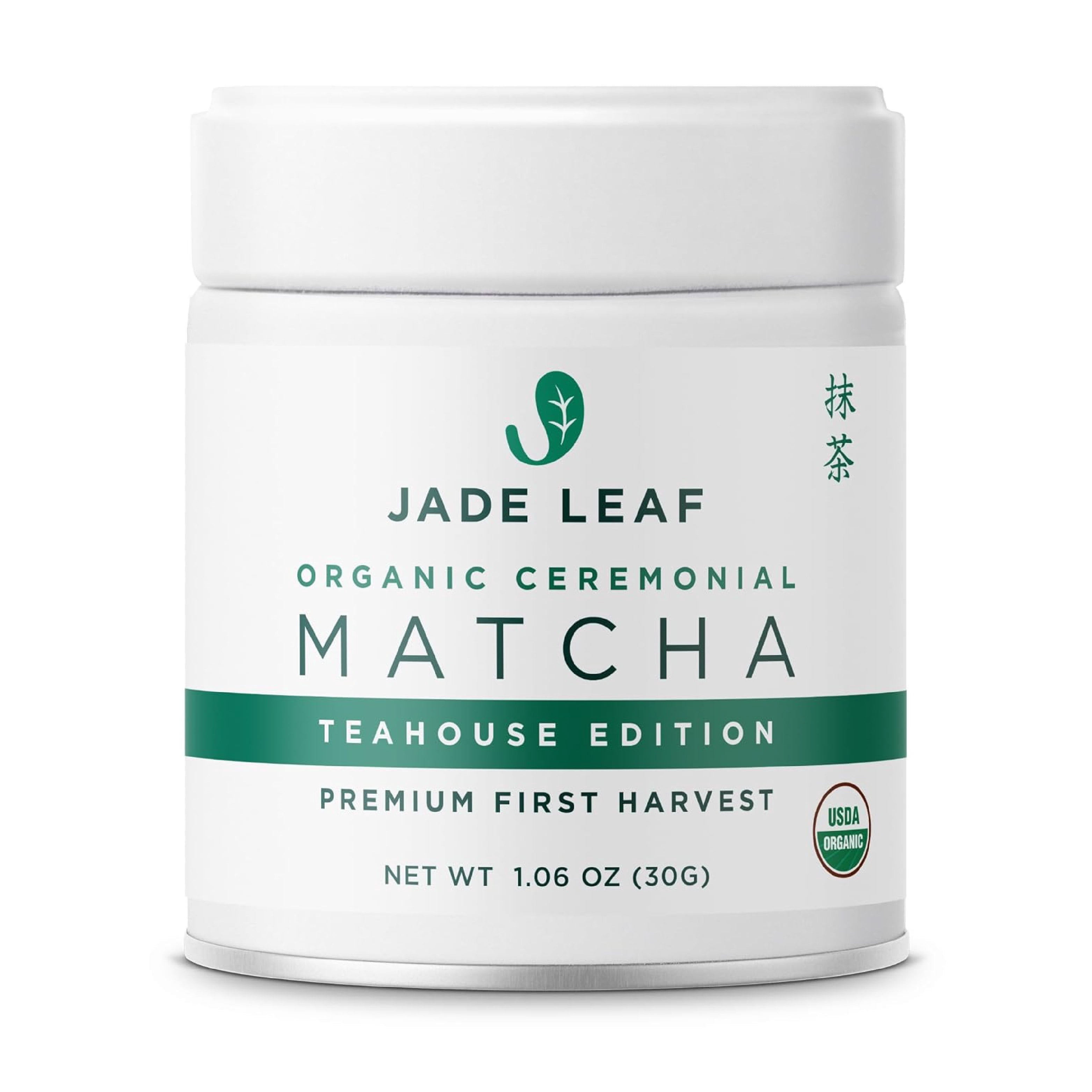 Jade Leaf Organic Ceremonial Grade Matcha Powder, Teahouse Edition, 1.06 oz Tin