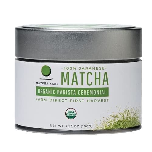 Matcha Kari Organic Japanese Matcha Green Tea Powder, 100g Barista Grade