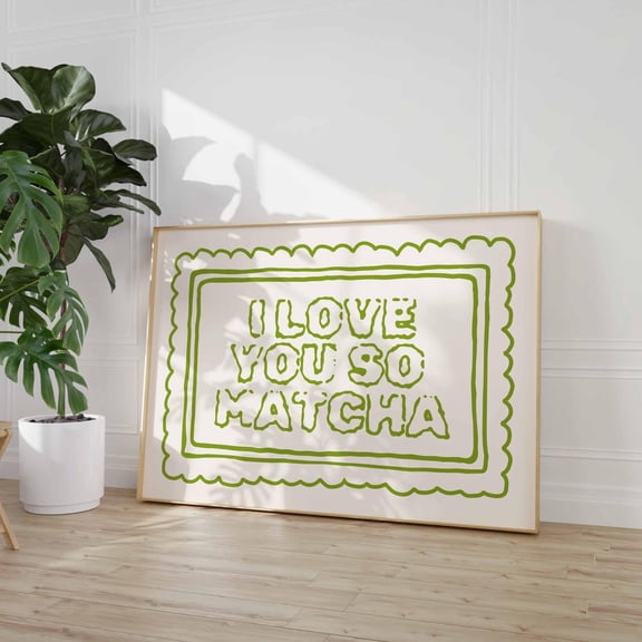Matcha Kitchen Poster Minimal Green Tea Wall Art Decor, Unframed Canvas 8x10in