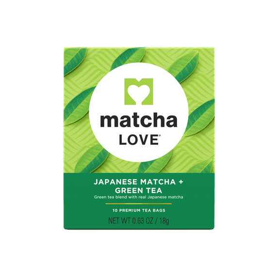Matcha LOVE Japanese Green Tea Bags, w/Real Matcha, 10 Ct