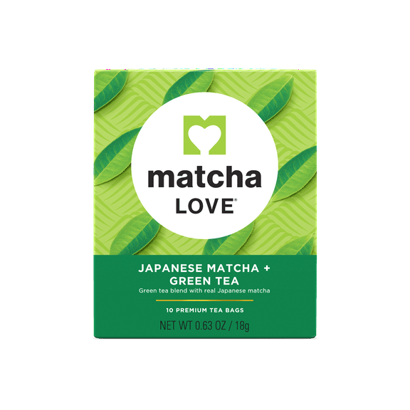 Matcha LOVE Japanese Green Tea Bags, w/Real Matcha, 10 Ct