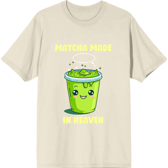Matcha Made In Heaven Matcha Drink Adult Natural Crew Neck Short Sleeve Tee-Large