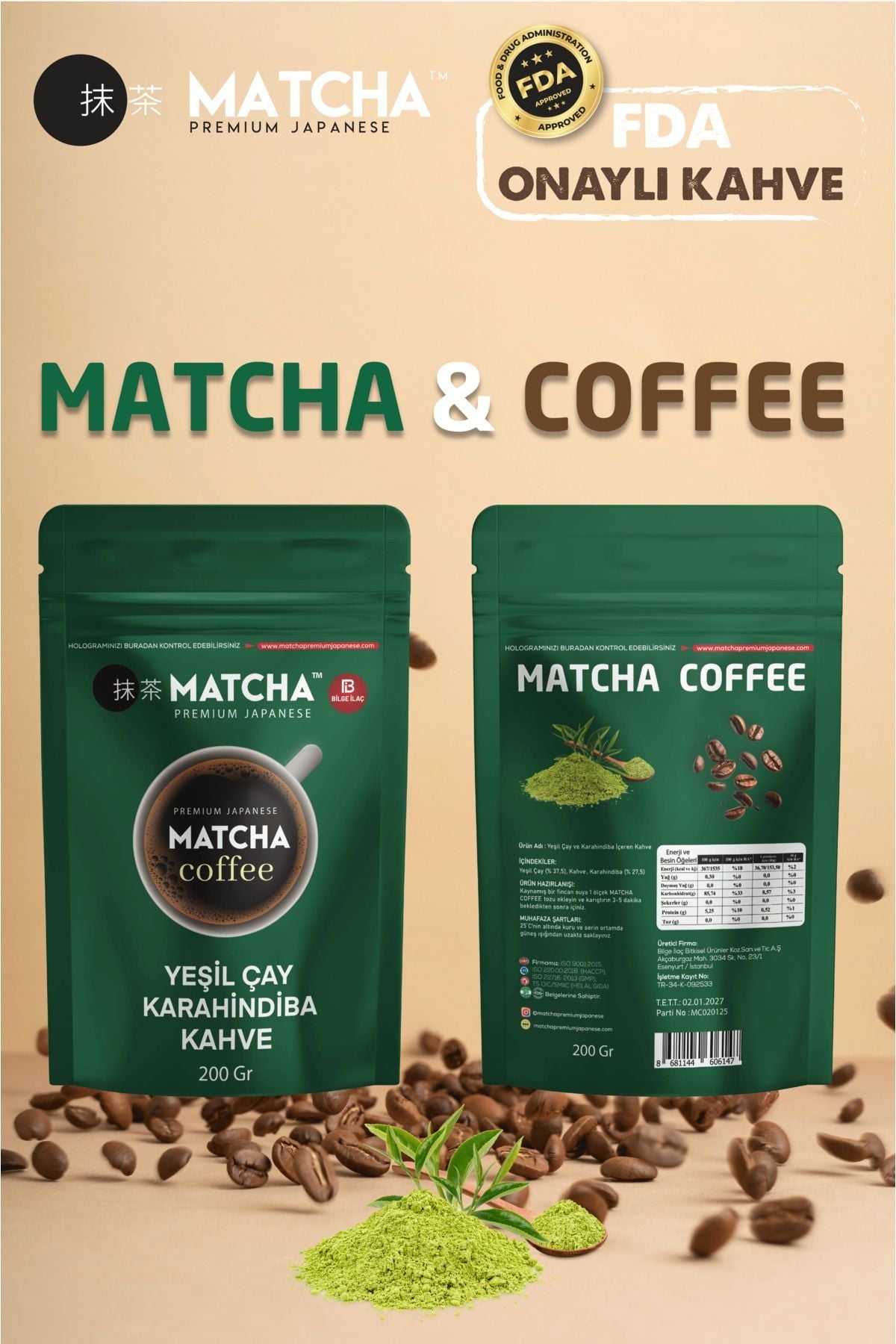 Matcha Premium Japanese Green Tea & Dandelion Coffee – 200g Herbal