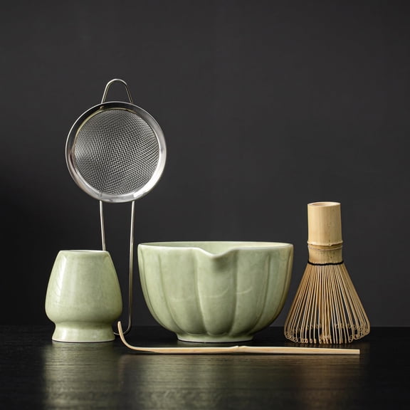 Matcha Tea Kit 1-Mottled Green 5-Piece Complete Matcha Making Set