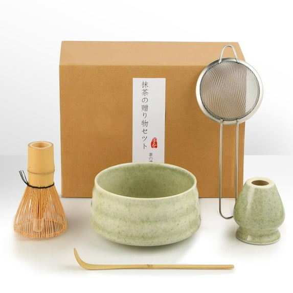Matcha Tea Set 5 Pieces Clearance! Matcha Tea Set with Whisk Ceramic Bowl & Holder – Matcha Making Kit for Traditional Japanese Tea – Ideal Matcha Set for Beginners And