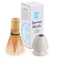 thumbnail image 1 of Matcha Tea Whisk Set - Bamboo Whisk and White Whisk Holder Set, 1 of 6