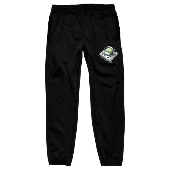 Matcha Teacup I Only Love My Bed and Matcha Men's Black Jogger Pants-Small
