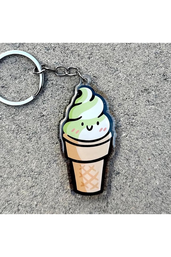 Matcha Twist Ice Cream Cone Keychain | Cute Acrylic Keychain | cute matcha keychain | matcha ice cream keychain | kawaii food keychain