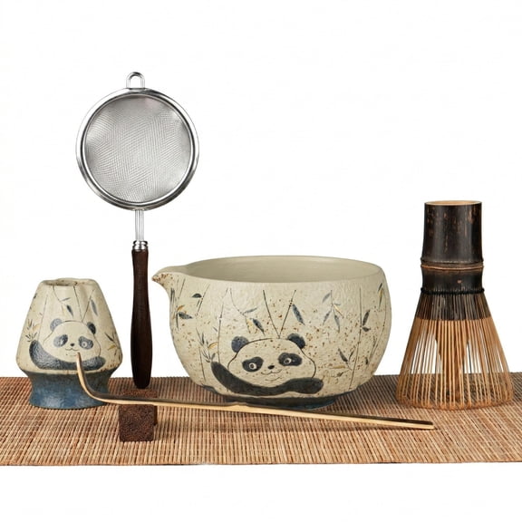 Matcha Whisk Set, 7-Piece Matcha Kit with Ceramic Bowl, Bamboo Whisk, Scoop, Sifter, Holder & Bamboo Mat – Premium Matcha Tea Set for Beginners & Matcha Lovers
