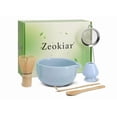 thumbnail image 1 of Matcha Whisk Set, Ceramic Matcha Set Includes Matcha Bowl, Matcha Whisk (Chasen) and Holder, Sifter, Bamboo Scoop & Spoon - 6 Pcs Matcha Kit for Matcha Lovers Cyan, 1 of 10