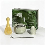 5 PCS Matcha Whisk Set with Whisk, Whisk Holder, Sifter, Matcha Scoop, Ceramic Bowl Traditional Tea Ceremony Tools for Daily Use