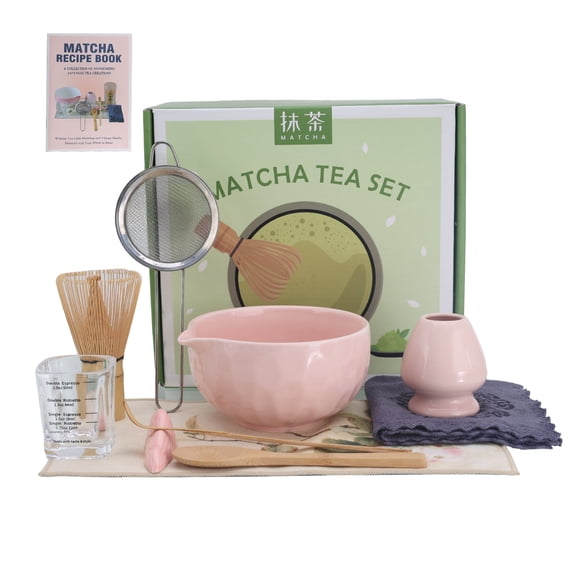 Matcha Whisk Set Pink – 10 Pcs Matcha Set Whisk and Bowl – Ceremonial Matcha Kit, Matcha Starter Kit & Accessories – Japanese Matcha Set Gift for Tea Ceremony and Matcha Lovers