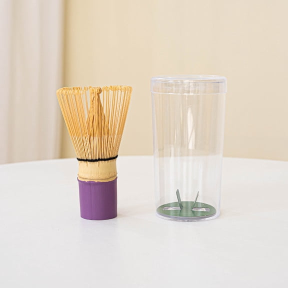 Matcha Whisk, Tea Whisk Tea Spoon Bamboo Whisk for Kitchen for Tea House for Hotel for Home Purple handle)