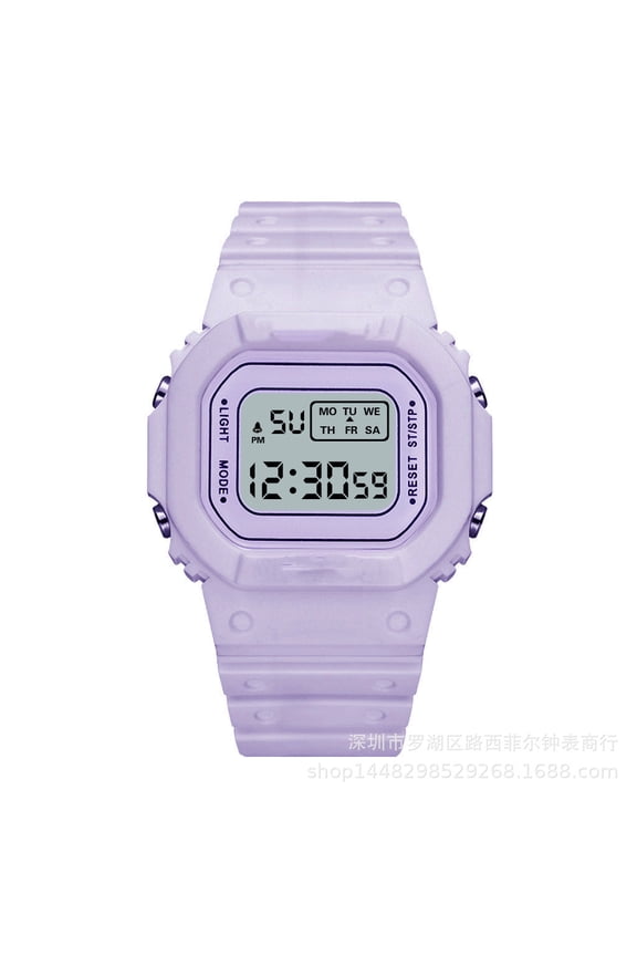 Matcha green small square watch students teenagers outdoor sports waterproof multi-function LED electronic watch
