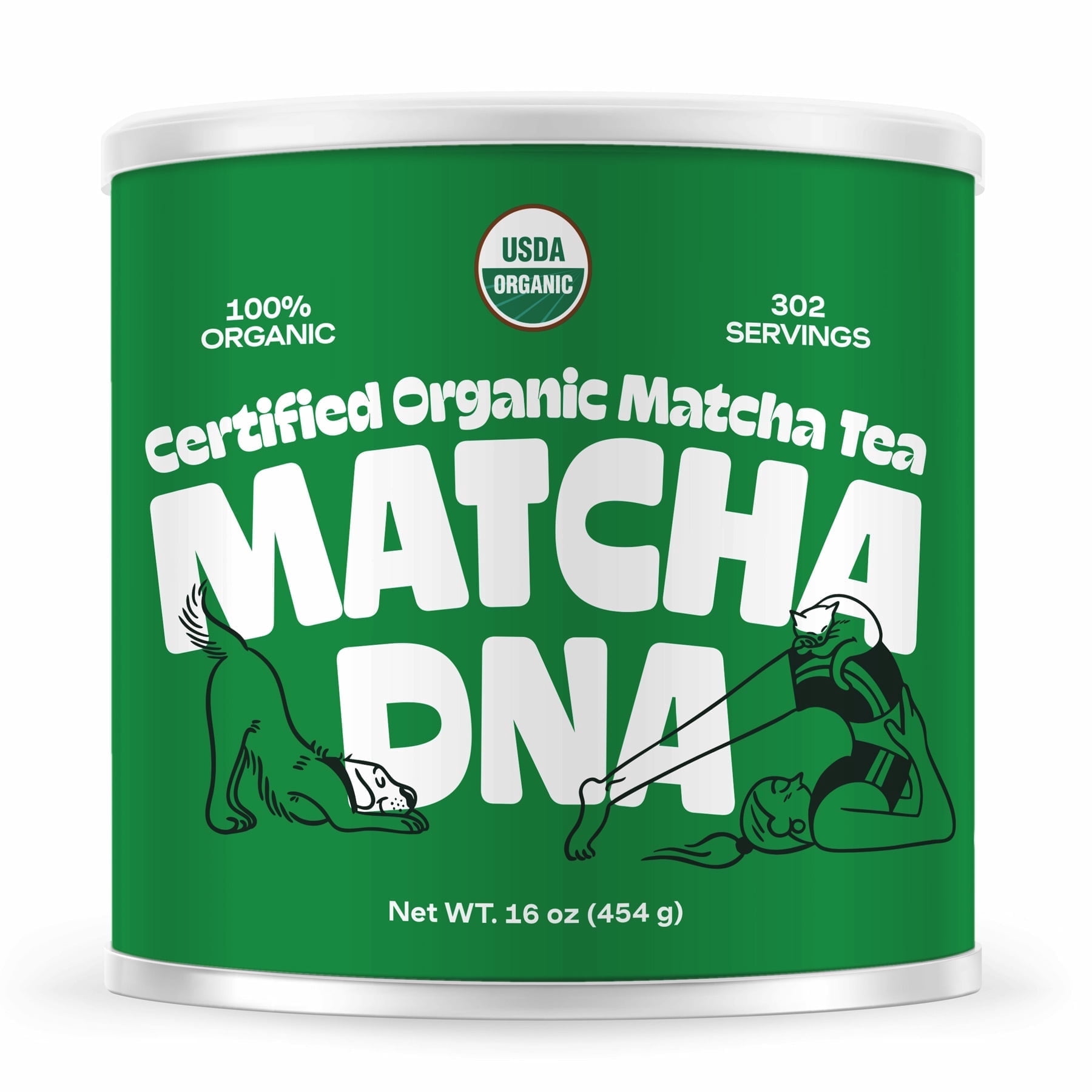 MatchaDNA USDA Organic Matcha Green Tea Powder Drink, 16 oz Can ...