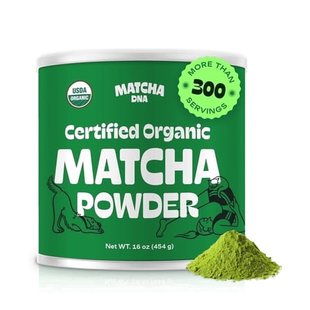 MatchaDNA Certified USDA Organic Matcha Green Tea Powder Can 16 oz (454 G)