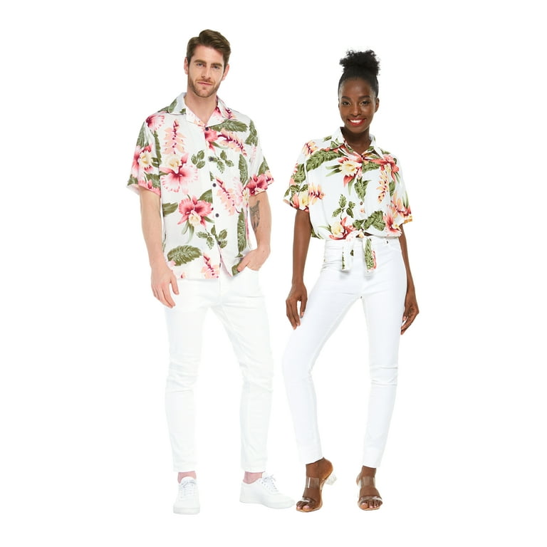Matchable Couple Hawaiian Luau Shirt in Cream Rafelsia Men M Walmart