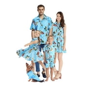 Matchable Family Hawaiian Luau Tank Dress, Christmas Santa in Hawaii Turquoise, Women, X-Large