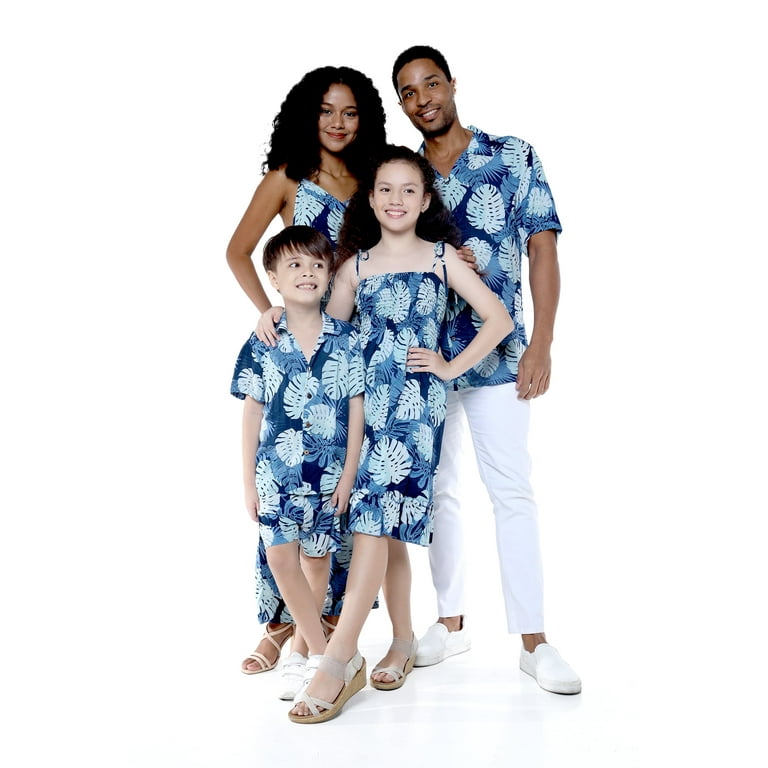 Matchable Family Hawaiian Wrap Dress Pacific Palm Navy Girl Size 10 Walmart