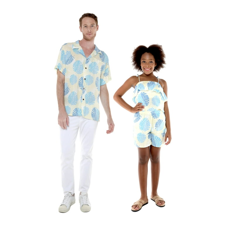 Matchable Hawaiian Luau Father Daughter Girl Jumpsuit Romper in Pacific Palm Cream Girl 12 Walmart