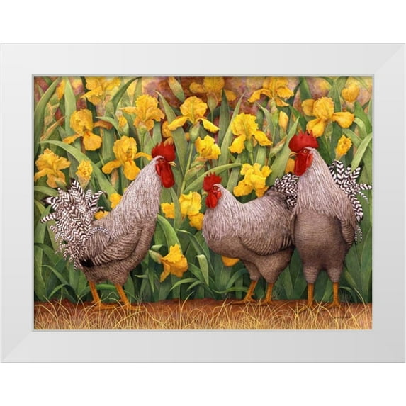 Matcham, Marcia 14x12 White Modern Wood Framed Museum Art Print Titled - Roosters en Place II