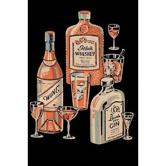 Matchbook covers bore many designs from advertising to mementos. This cover was for a cocktail restaurant and featured a series of drinks. Poster Print by unknown (24 x 36)