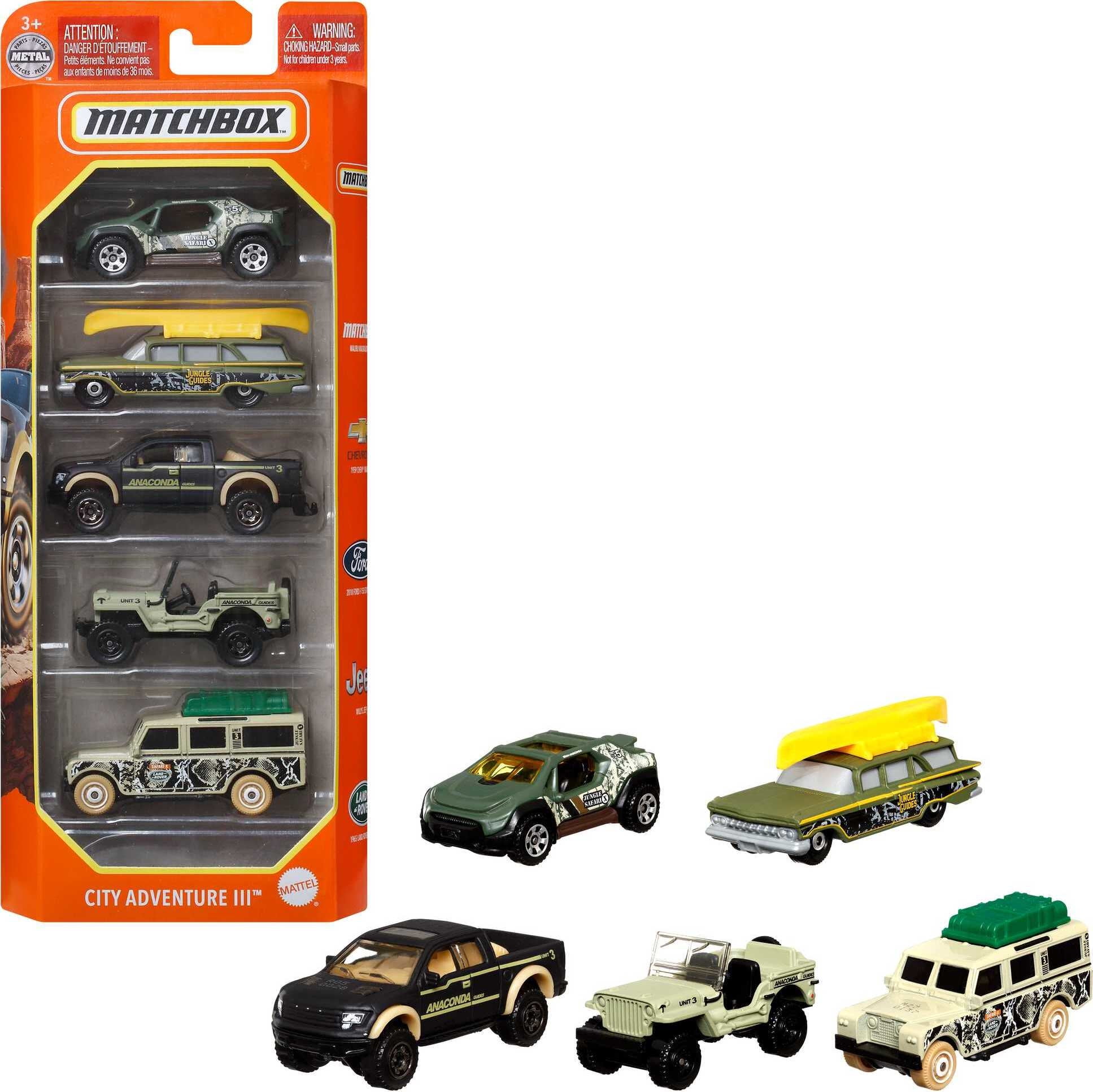 Matchbox 1:64 Scale Die-Cast Toy Cars or Trucks, Set of 5 (Styles May Vary)