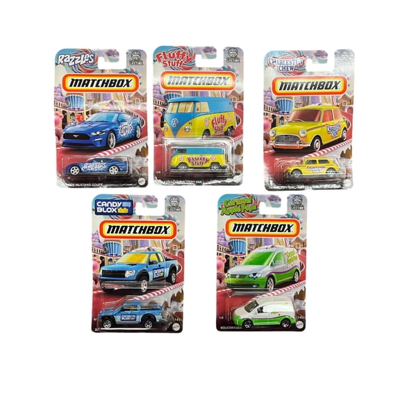 Matchbox 2020 Candy Theme Full 5 Car Set, Styles May Vary
