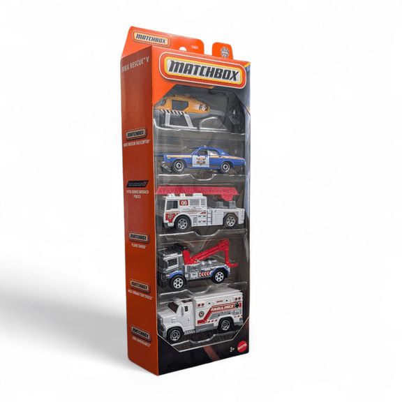 Matchbox 5 pack MBX Rescue V Fire Police Ambulance