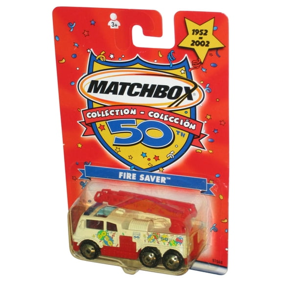 Matchbox 50th Birthday Collection White & Red Fire Saver Toy Truck - (Cracked Plastic)