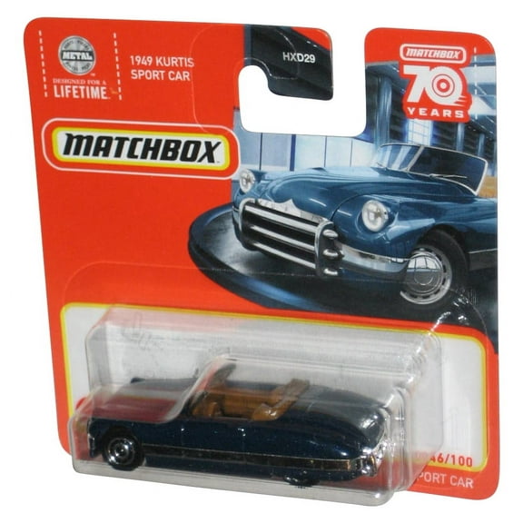 Matchbox 70 Years (2023) 1949 Kurtis Sport Car Metalflake Dark Blue Toy Car 46/100 - (Short Card)