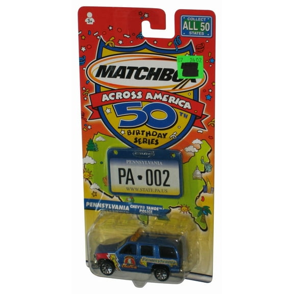 Matchbox Across America 50th Birthday (2001) Blue Pennsylvania Chevy Tahoe Police Electric Truck