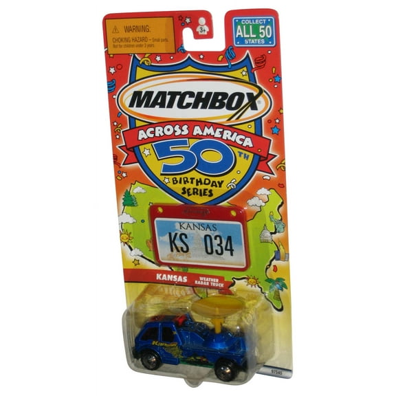 Matchbox Across America 50th Birthday (2001) Kansas Blue Weather Radar Truck Toy