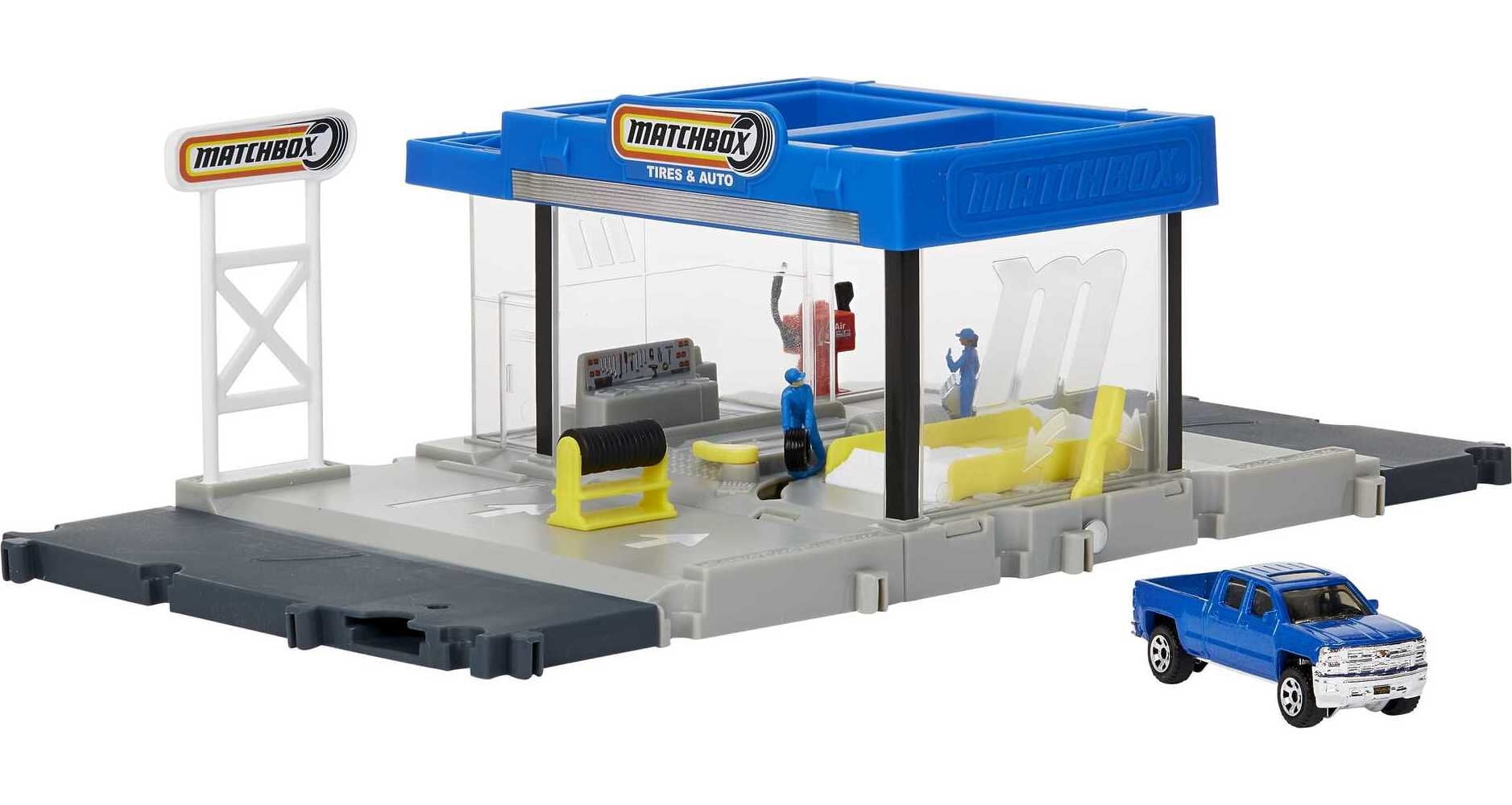 Matchbox Action Drivers Auto Shop Playset with 1:64 Scale Toy Car & Moving  Pieces 