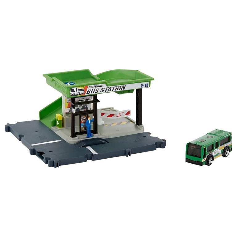 マッチボックス　Ｇ１　サービスステーションセット Matchbox Action Drivers Bus Station Playset with Electric Bus, 1